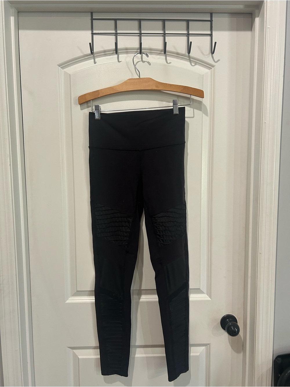ALO Yoga Moto high waisted Black Leggings with Subtle Logo